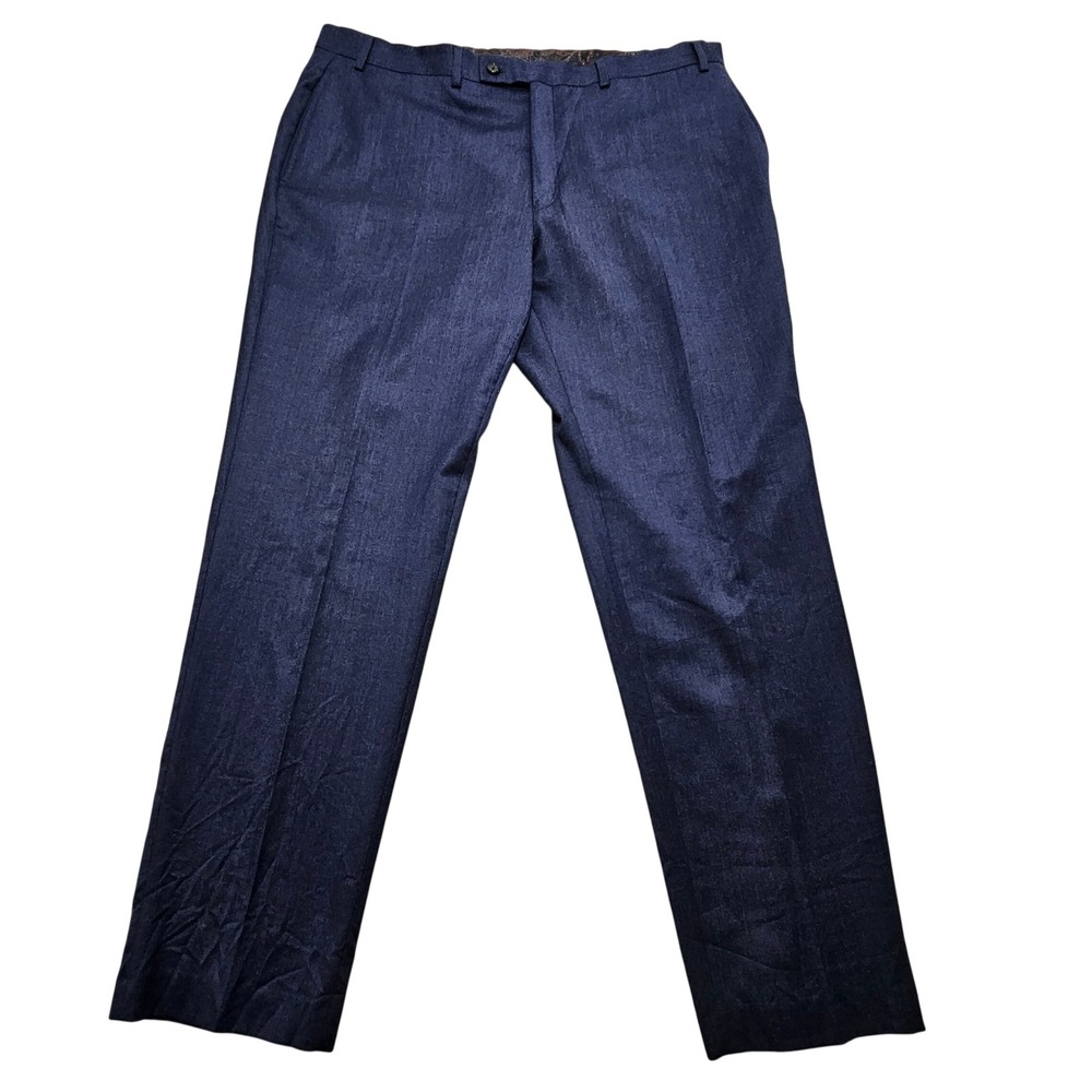 Lauren Ralph‎ Lauren Mens Navy Blue Wool Blend Dress Pants 40W x 32L Stretch *
